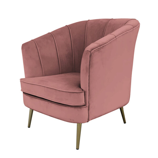 blush pink velvet armchair